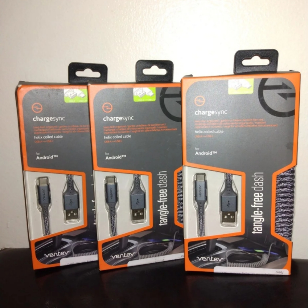 3 VENTEV ANDROID HELIX COIL NO MESS CHARGING CORD